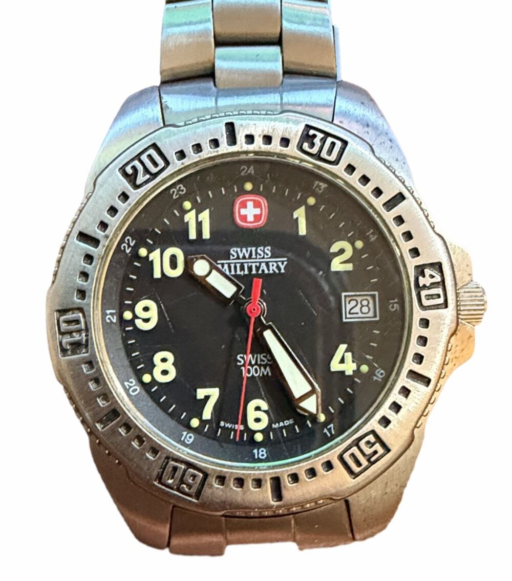 Wenger Swiss Military Men's Watch Black Dial Date Stainless Steel 100M